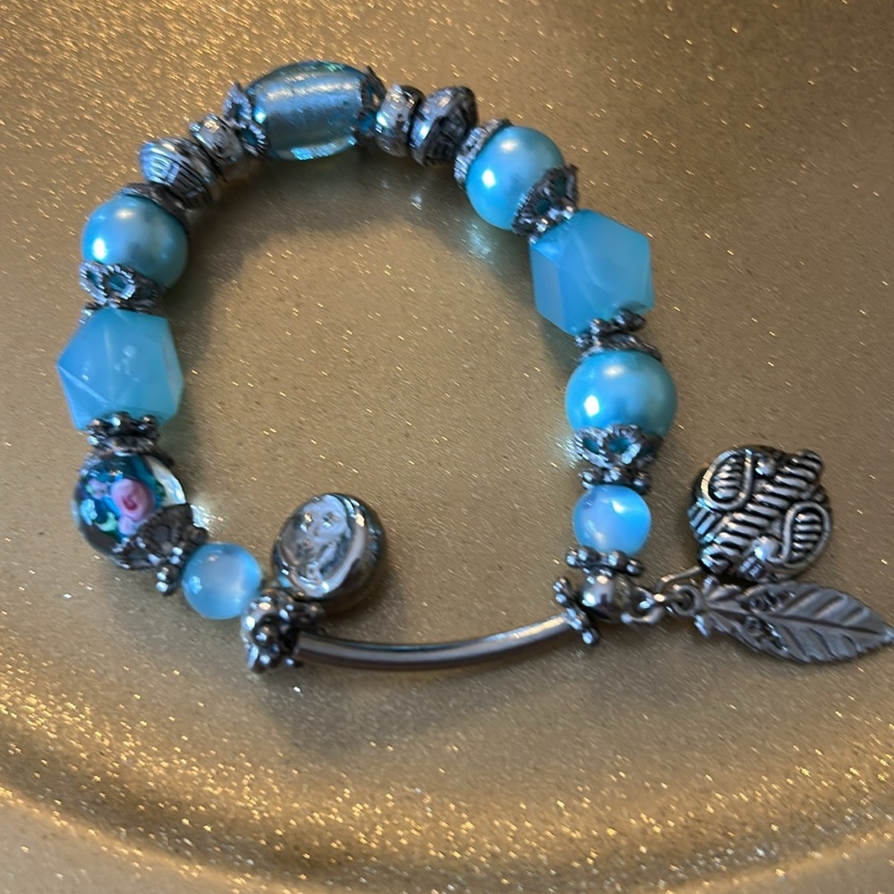 Elegant Silver and Blue Beaded Bracelet